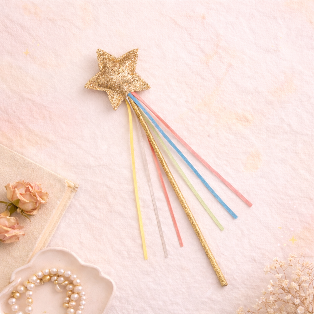 Rainbow Glitter Star Wand
