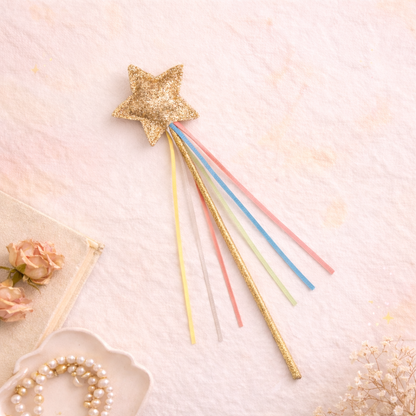 Rainbow Glitter Star Wand